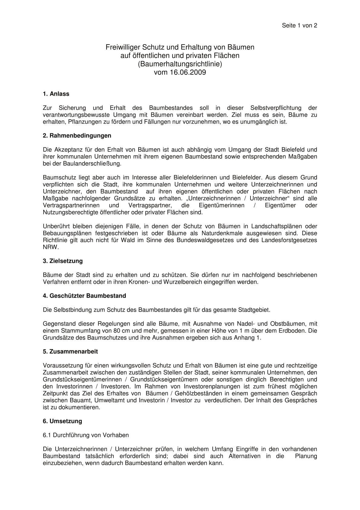 Baumerhaltungsrichtlinie Bielefeld