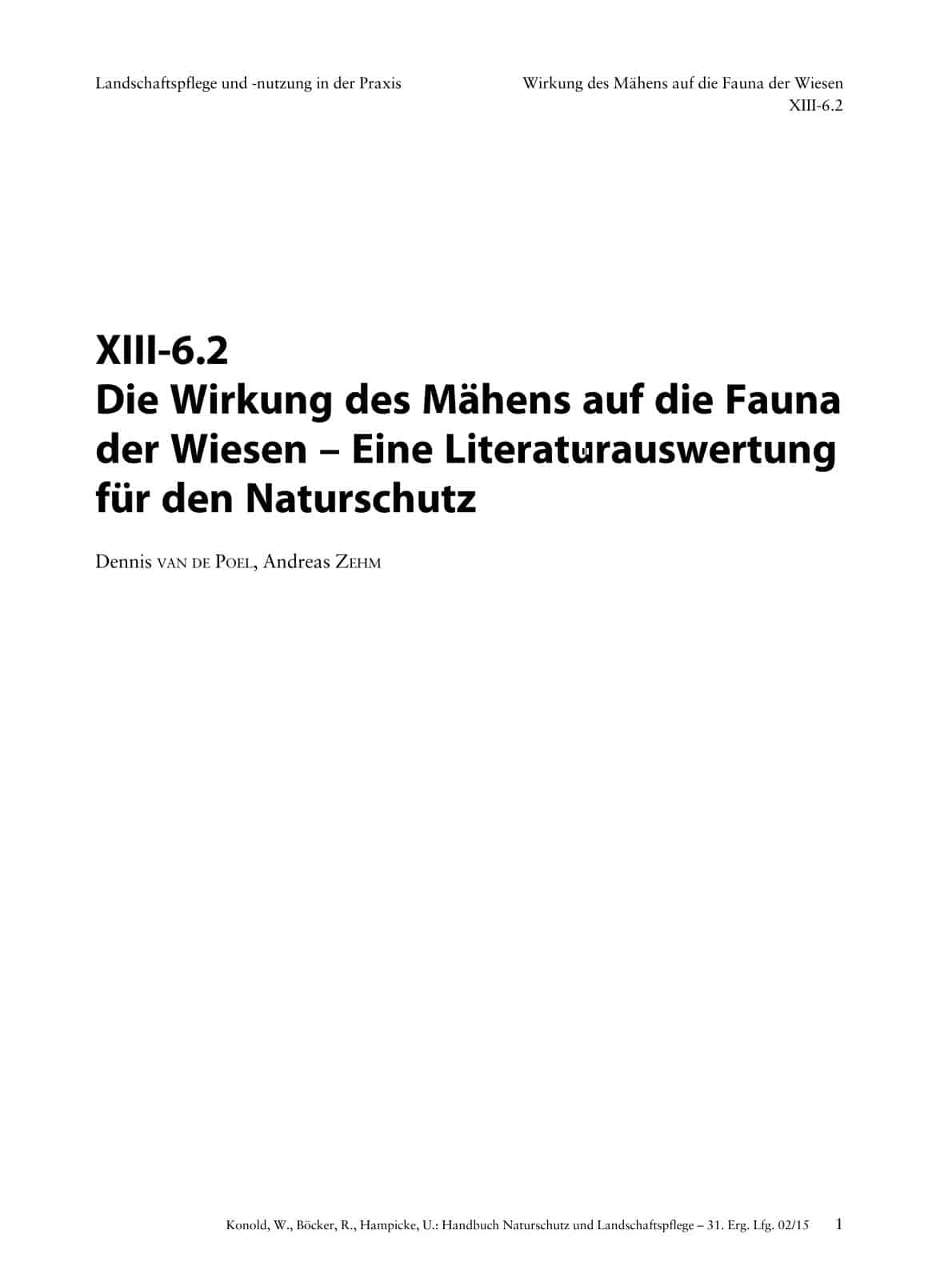 Die Wirkung des Mähens auf die Fauna
