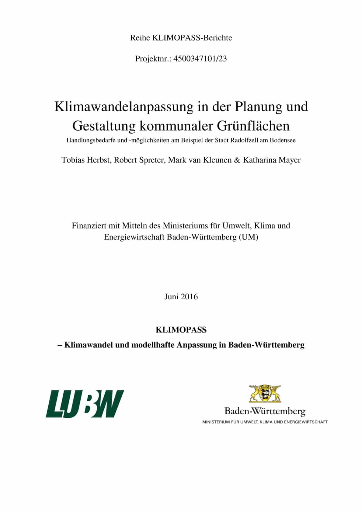 Klimawandelanpassung in der Planung und Gestaltung kommunaler Grünflächen