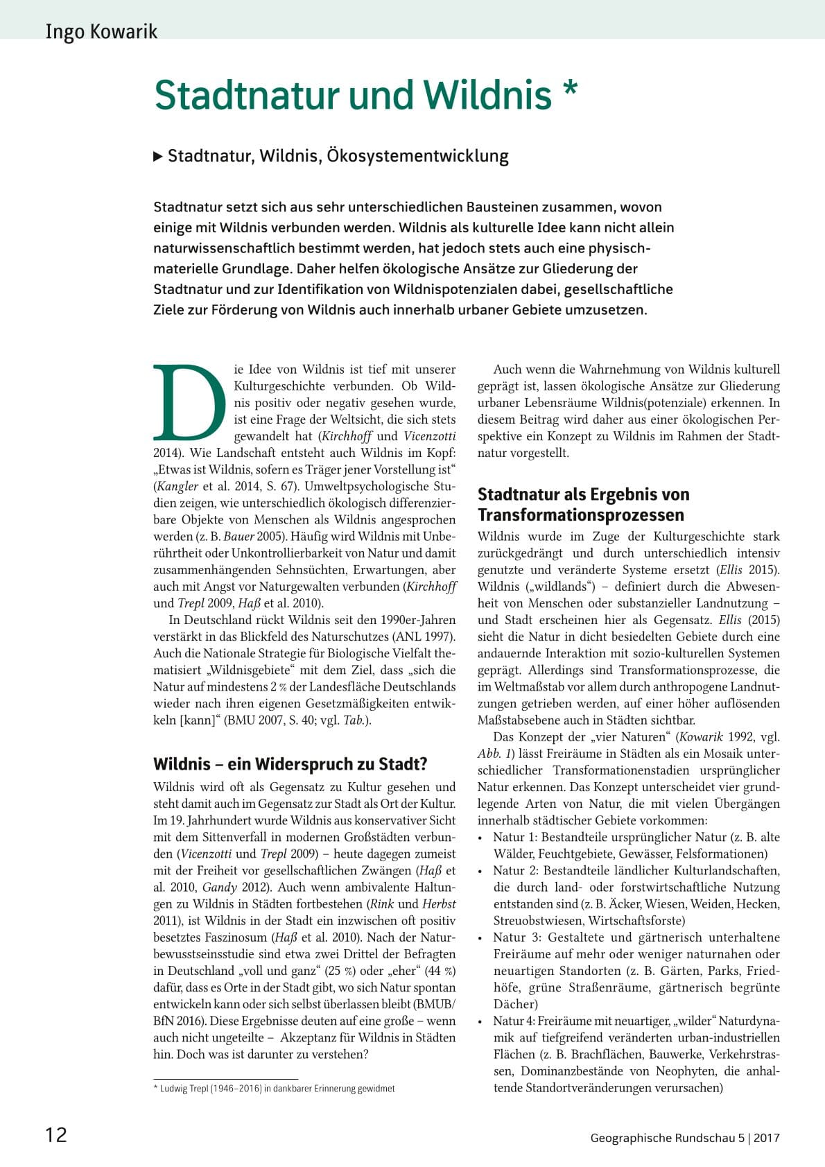 Stadtnatur und Wildnis