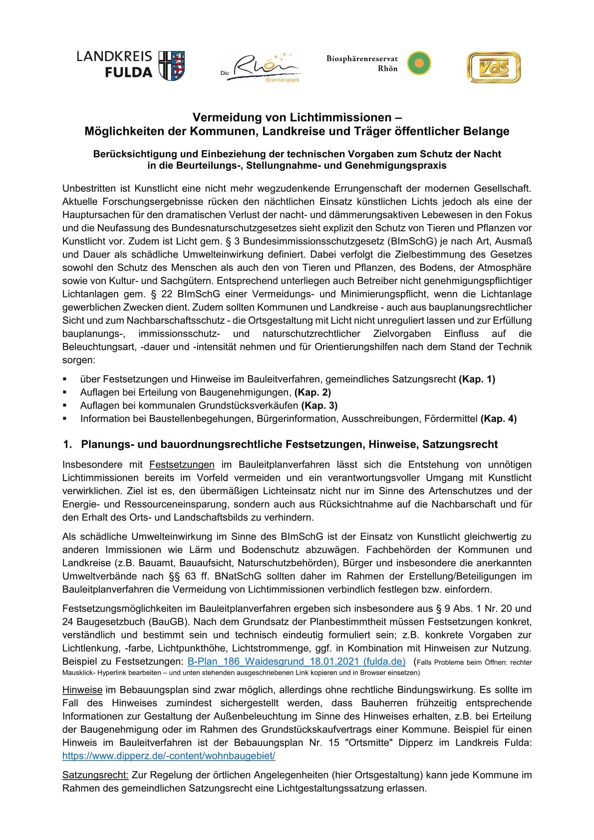 Vermeidung von Lichtimmissionen