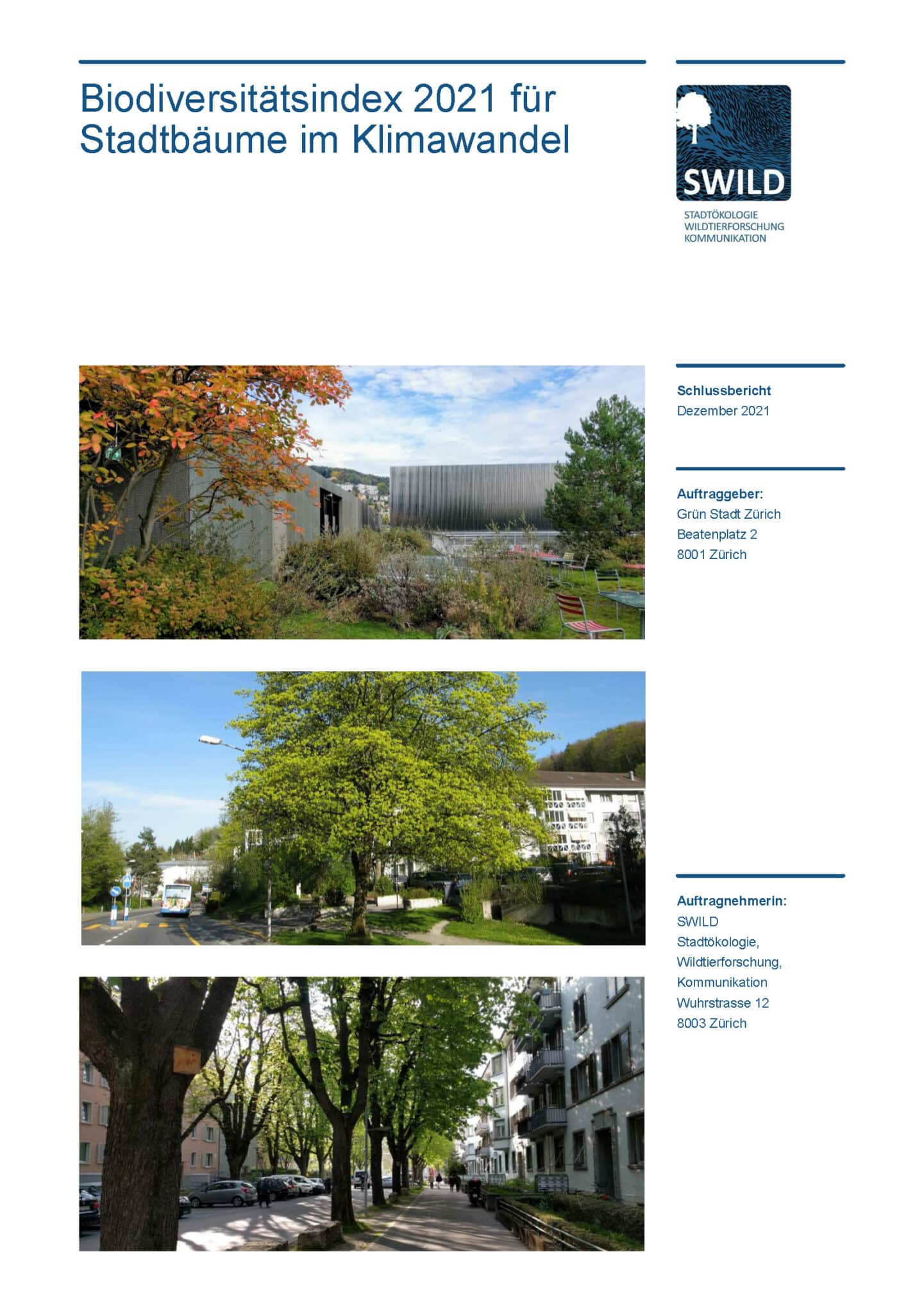 Biodiversitätsindex 2021 für Stadtbäume im Klimawandel