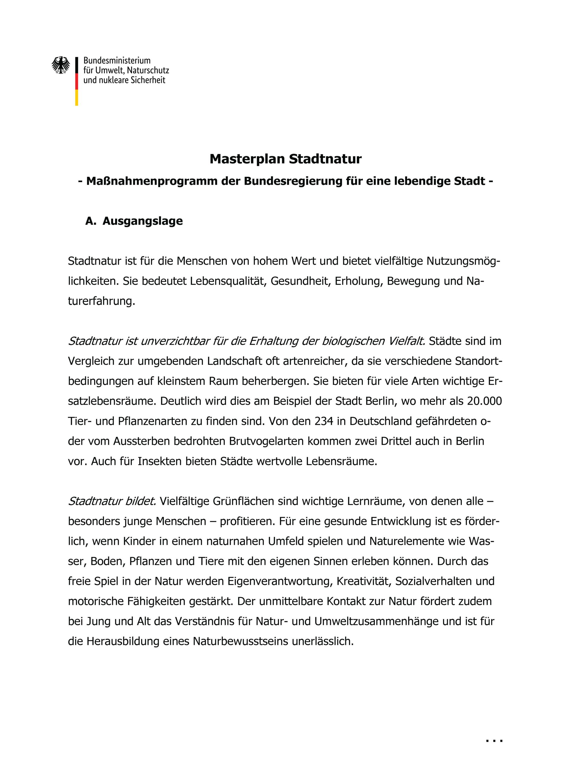 Masterplan Stadtnatur