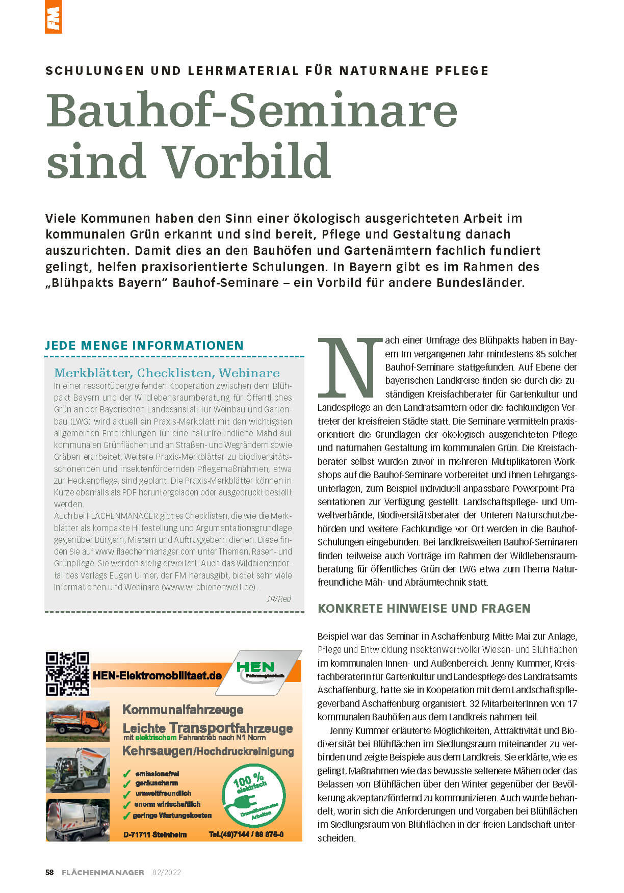 Bauhof-Seminare sind Vorbild