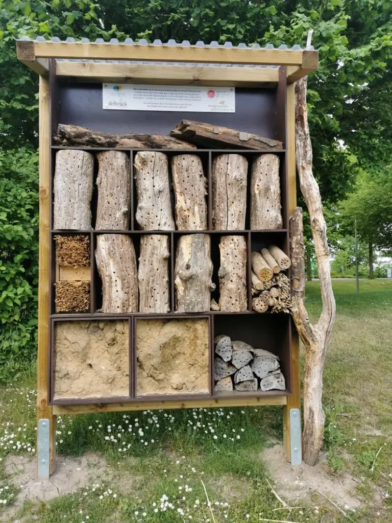Kommunen für biologische Vielfalt - Praxisbeispiel - Stadt Delbrück – NADEL = Natur in Delbrück. Ökologische Aufwertung von Grünflächen des Schul- und Sportcampus in Delbrück1 - Insektennisthilfe