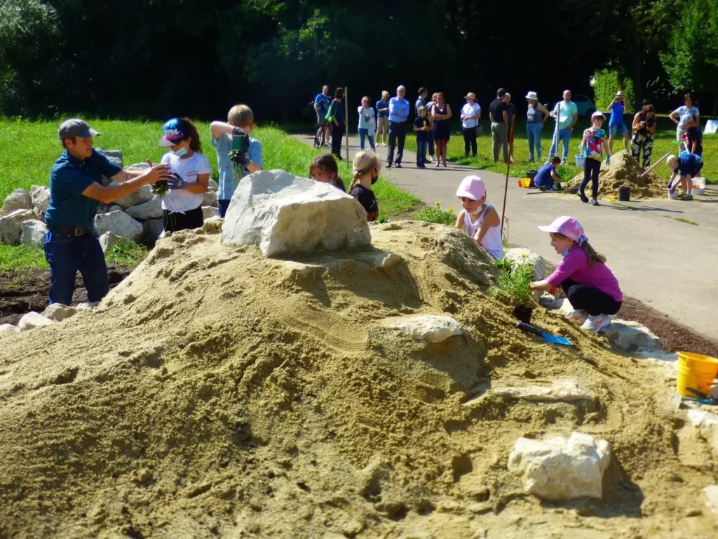 Kommunen für biologische Vielfalt - Praxisbeispiel - Stadt Pfaffenhofen – Gerolspark: Lebensräume leben1 - Anlage des Sandariums mit einer Schulklasse