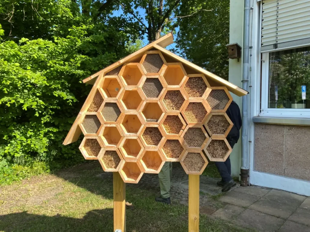 Kommunen für biologische Vielfalt - Praxisbeispiel - Landkreis Sankt Wendel – Wildbienen-Schulen im Landkreis St. Wendel – Bienenweiden und Insektennisthilfen als außerschulische Lernorte3 - Insektennisthilfe